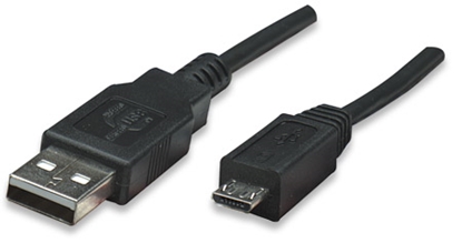 Cable USB V2 A-Micro B, Bolsa PVC 0.5M Negro