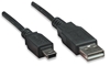 Cable USB V2.0 A-Mini B 1.8M Negro