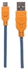 *Cable USB V2 A-Micro B, Blister Textil 1.0M Naranja/Azul