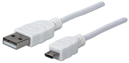 Cable USB V2 A-Micro B, Bolsa PVC 1.8M Blanco