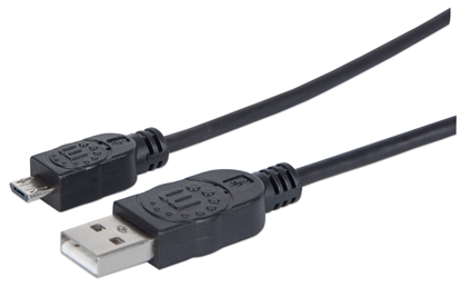 Cable USB V2 A-Micro B, Bolsa PVC 1.0M Negro