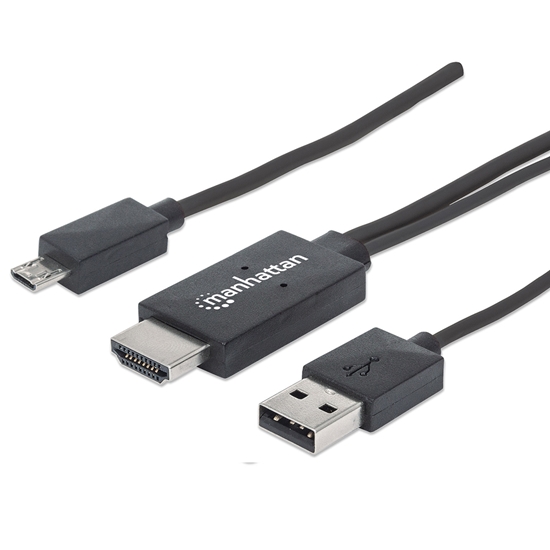 Cable MHL Micro USB a HDMI, + USB-A p/alimentacion