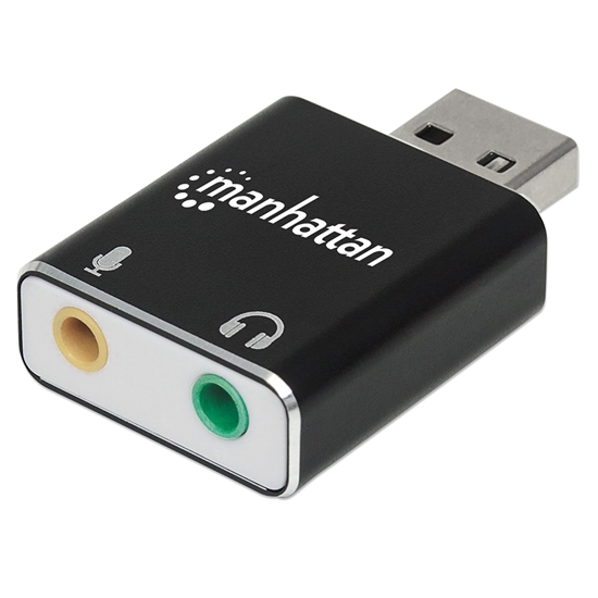 Master Distributor de las marcas MANHATTAN e INTELLINET. Convertidor USB  2.0 / USB-C a Tarjeta Sonido 3.5 mm, cable con controles Manhattan 153560