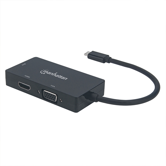 Convertidor Video USB-C a HDMI/SVGA/DVI (H) HDMI 4K@30Hz, VGA y DVI 1080p
