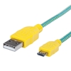 Cable USB V2 A-Micro B, Bolsa Textil 1.0M Amarillo/Verde