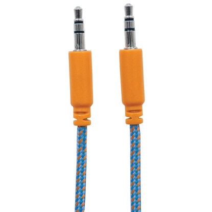Cable Audio Estereo 3.5mm M-M 1.0M Textil Azul/Naranja