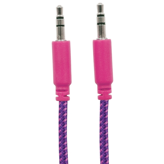 Cable Audio Estereo 3.5mm M-M 1.0M Textil Morado/Rosa