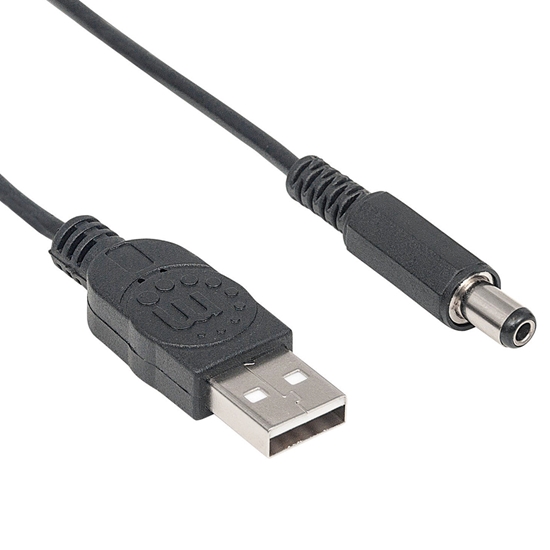 Cable USB A-M Alim. 5.5mm 5V DC  1.0M, Negro