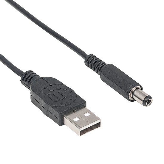Cable USB A-N Alim. 5.5mm 5V DC  1.0M, Negro