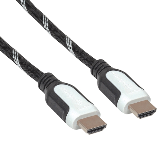 *Cable HDMI 2.0 textil M-M 5.0M negro/blanco