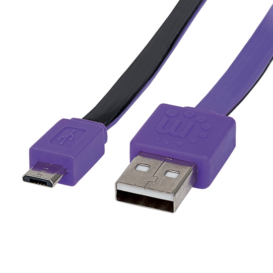 Cable USB V2 A-Micro B, Blister PLANO 1.0M Morado/Negro