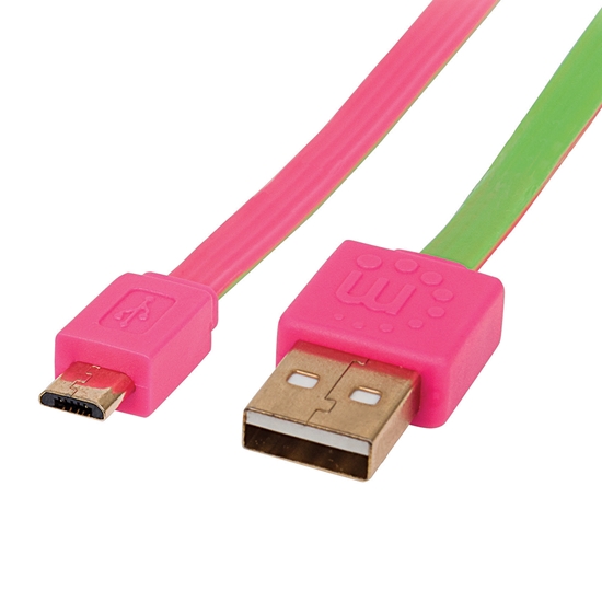 Cable USB V2 A-Micro B, Blister PLANO 1.0M Rosa/Verde