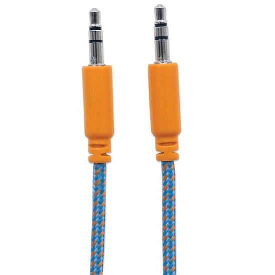 Cable Audio Estereo 3.5mm M-M 1.0M Textil Azul/Naranja BL
