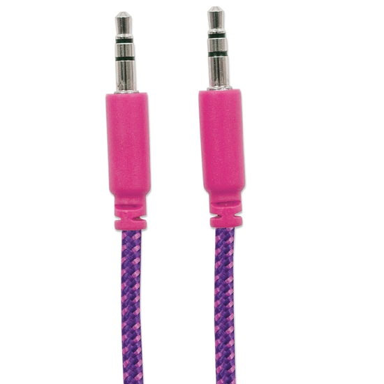 Cable Audio Estereo 3.5mm M-M 1.0M Textil Rosa/Morado BL