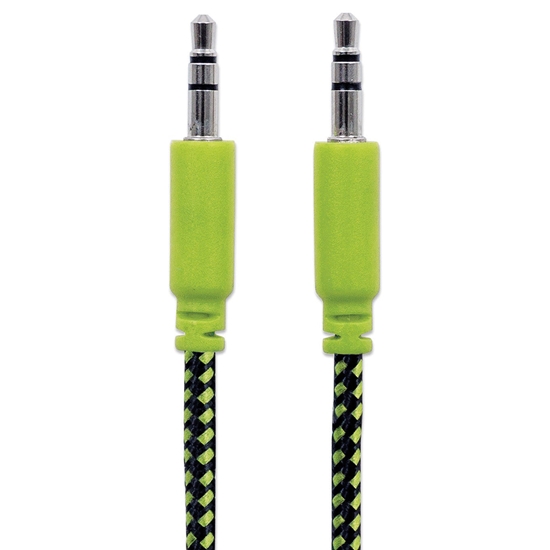 Cable Audio Estereo 3.5mm M-M 1.0M Textil Negro/Verde BL