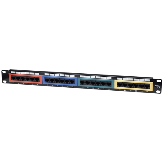 PANEL PARCHEO CAT 5E, 24 PTOS 1U COLOR ID