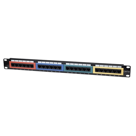 PANEL PARCHEO CAT 6, 24 PTOS 1U COLOR ID