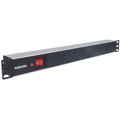 Barra PDU  8 cont. Gab/Rack 19", 1U, Contra sobrecarga, On/Off