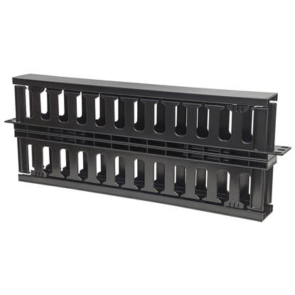 Organizador Cables 19", 1U plastico, doble cara