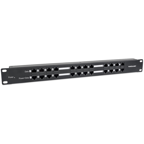 PANEL PARCHEO CAT 5E, 12 PTOS 1U POE