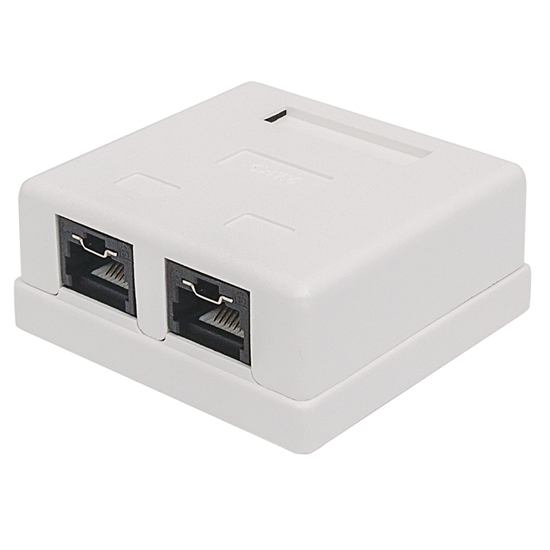 CAJA PARA PARED ROSETA RJ45 CAT5e 2 Ptos C/BLOQUEO