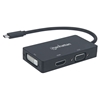 Convertidor Video USB-C a HDMI/SVGA/DVI (H) HDMI 4K@30Hz, VGA y DVI 1080p