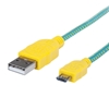 Cable USB V2 A-Micro B, Bolsa Textil 1.0M Amarillo/Verde