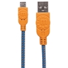 *Cable USB V2 A-Micro B, Bolsa Textil 1.0M Naranja/Azul