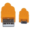 *Cable USB V2 A-Micro B, Bolsa Textil 1.0M Naranja/Azul