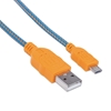 *Cable USB V2 A-Micro B, Bolsa Textil 1.0M Naranja/Azul
