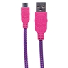 Cable USB V2 A-Micro B, Bolsa Textil 1.8M Rosa/Morado