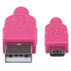 Cable USB V2 A-Micro B, Bolsa Textil 1.8M Rosa/Morado