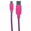 Cable USB V2 A-Micro B, Bolsa Textil 1.0M Rosa/Morado