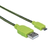 *Cable USB V2 A-Micro B, Bolsa Textil 1.8M Verde/Negro