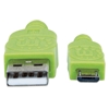 *Cable USB V2 A-Micro B, Bolsa Textil 1.0M Verde/Negro
