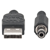 Cable USB A-N Alim. 5.5mm 5V DC  1.0M, Negro