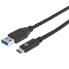 Cable USB-C V3.1, C-A 2.0M Negro