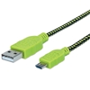 Cable USB V2 A-Micro B, Blister Textil 1.0M Negro/Verde