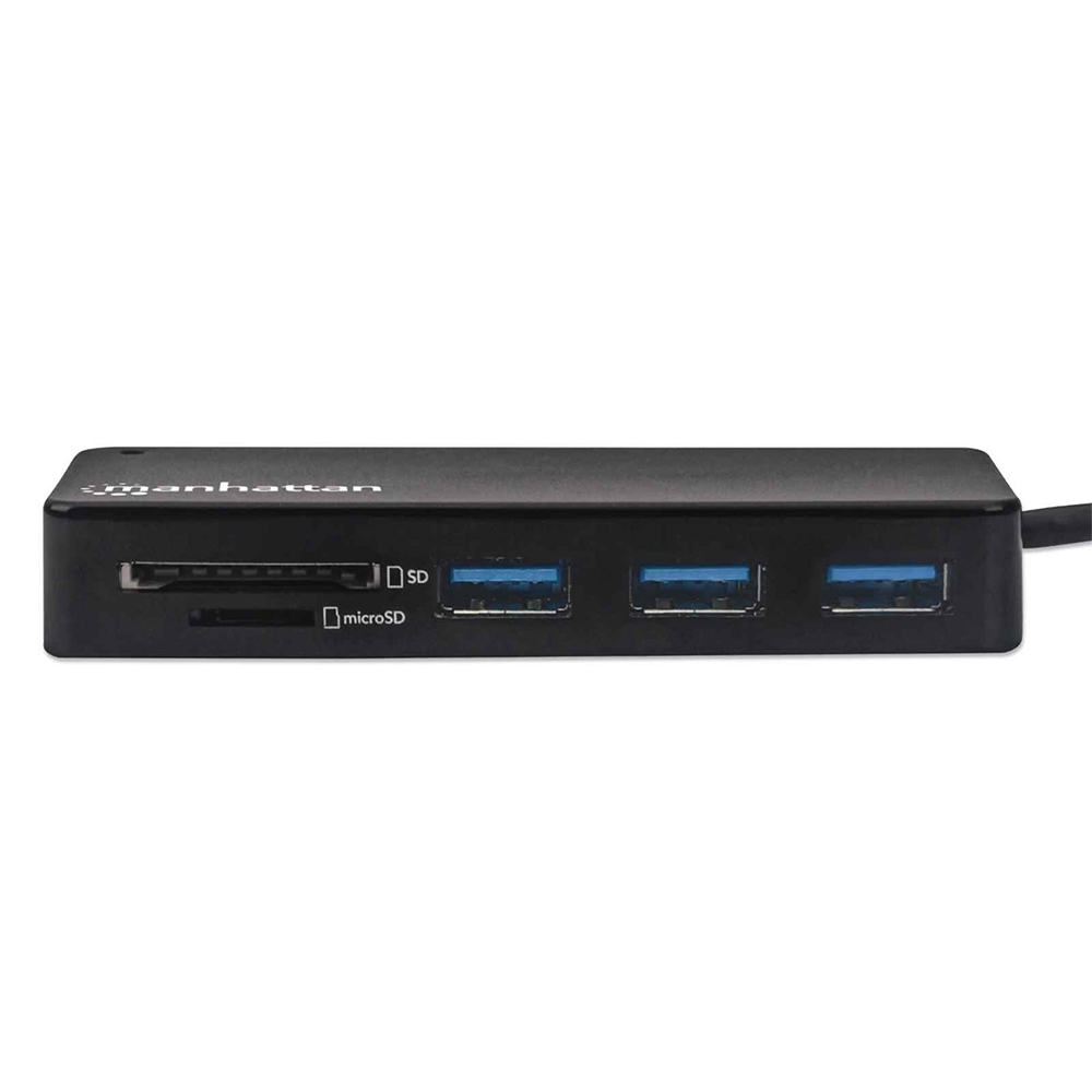 Manhattan Hub USB 3.2 Gen 1 de 3 puertos, con lector de tarjetas (164931)