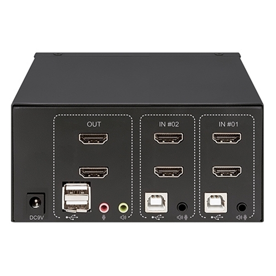 Master Distributor de las marcas MANHATTAN e INTELLINET. MUX KVM HDMI Doble  Monitor 2:1, 4K@30Mhz USB2.0 Audio Manhattan 153522