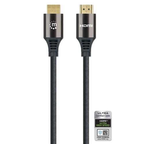 Master Distributor de las marcas MANHATTAN e INTELLINET. Cable HDMI 2.1  textil M-M 1.0M, 8K@60Hz, Manhattan 355933