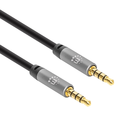 Cable Audio Estereo 3.5mm M-M 3.0M Negro/Aluminio Plateado