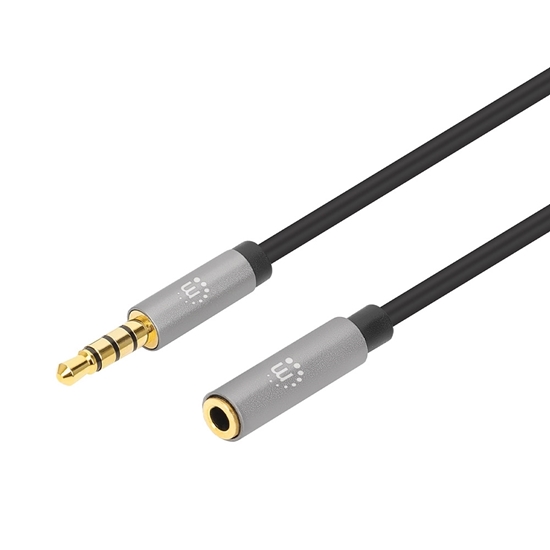 Cable Audio Estereo 3.5mm Exten. M-H 5.0M Negro/Aluminio Plateado