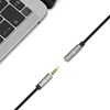 Cable Audio Estereo 3.5mm Exten. M-H 1.0M Negro/Aluminio Plateado