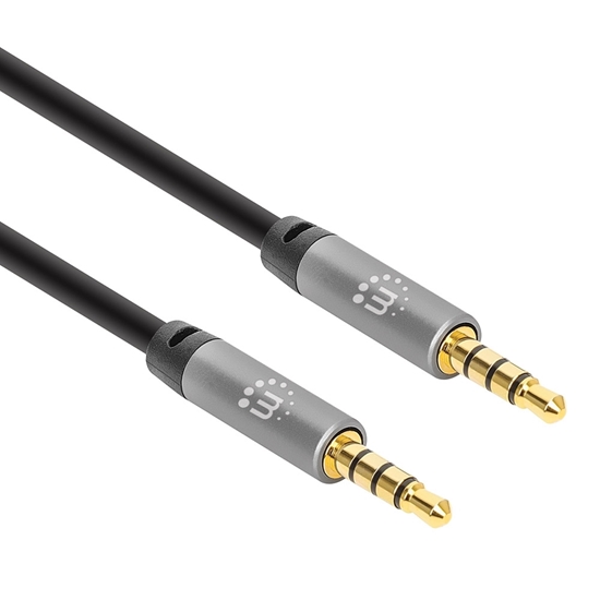 Cable Audio Estereo 5.0mm M-M 5.0M Negro/Aluminio Plateado