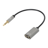 Adaptador Audio 3.5mm TRRS 1 M a 2 H, 20cm, Divide Audio para Audifono y Mic, Negro