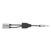 Adaptador Audio 3.5mm 1 M a 2 H, 15cm, Conecta dos audifonos a un jack de 3.5mm, Aluminio, Negro / P