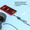 Adaptador Audio 3.5mm 1 M a 2 H, 15cm, Conecta dos audifonos a un jack de 3.5mm, Aluminio, Negro / P