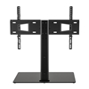 Soporte TV p/mesa 45kg, 32" a 65" Altura Ajustable, Base de Vidrio