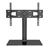 Soporte TV p/mesa 45kg, 32" a 65" Altura Ajustable, Base de Vidrio